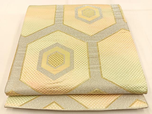 平和屋着物◎六通柄袋帯　子持ち亀甲　金銀糸　正絹　逸品　BAAW0865hj