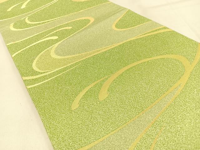 平和屋着物◎六通柄袋帯　流線文　金糸　正絹　逸品　BAAW0872hj