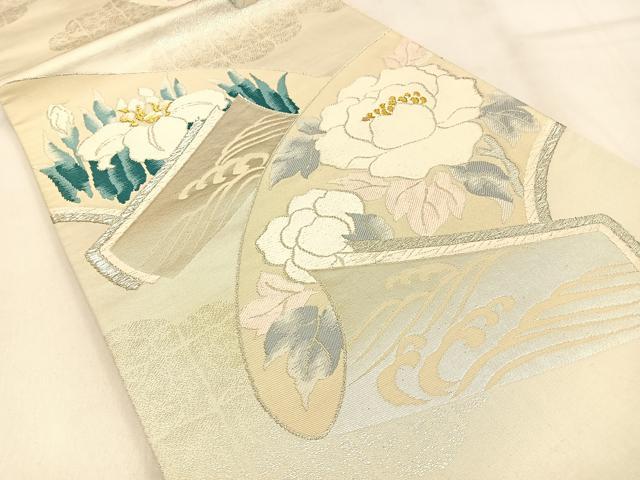 平和屋着物◎六通柄袋帯　唐織　絵巻花文　金銀糸　正絹　逸品　BAAW0881hj