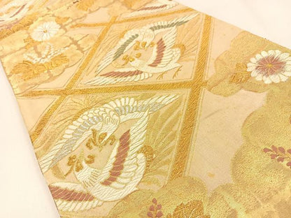 平和屋着物◎六通柄袋帯　唐織　鳳凰花文　金銀糸　正絹　逸品　BAAW0882hj