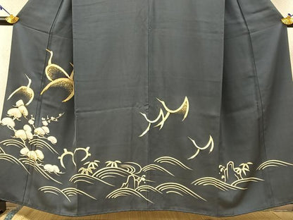 平和屋着物●訪問着　駒刺繍　鶴亀　松竹梅　金彩　鈴乃屋扱い　正絹　逸品　BAAW0886hj