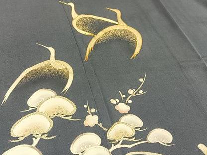 平和屋着物●訪問着　駒刺繍　鶴亀　松竹梅　金彩　鈴乃屋扱い　正絹　逸品　BAAW0886hj