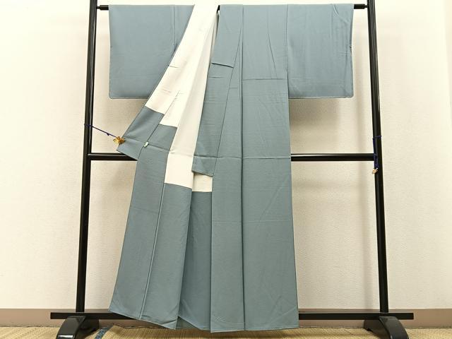 平和屋着物●上質な色無地　湊鼠色　正絹　逸品　BAAW0887hj