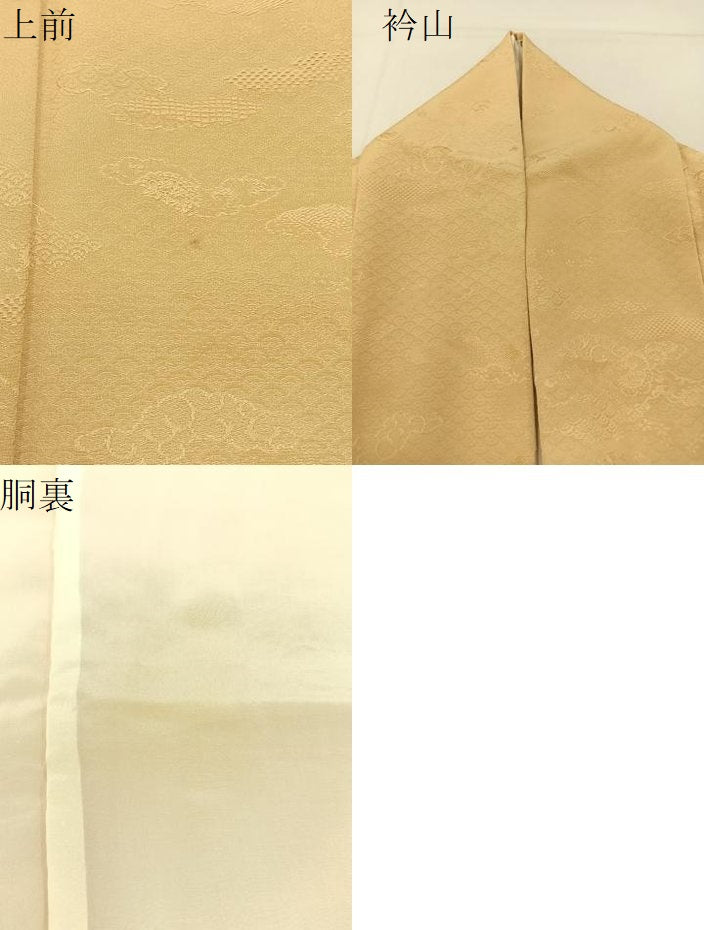 平和屋着物●上質な色無地　雲取有職地紋　浅黄色　ロング丈　正絹　逸品　BAAW0891hj