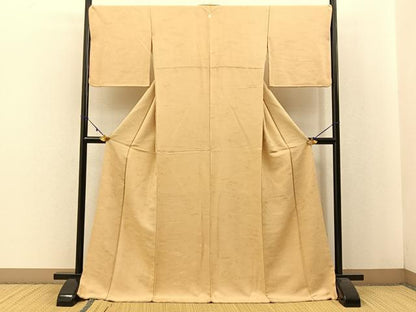 平和屋着物●上質な色無地　雲取有職地紋　浅黄色　ロング丈　正絹　逸品　BAAW0891hj