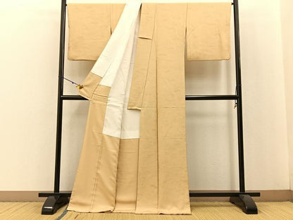 平和屋着物●上質な色無地　雲取有職地紋　浅黄色　ロング丈　正絹　逸品　BAAW0891hj