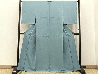 平和屋着物●上質な色無地　千草色　正絹　逸品　BAAW0892hj