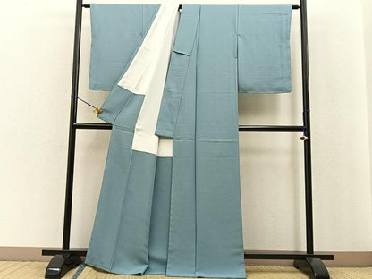 平和屋着物●上質な色無地　千草色　正絹　逸品　BAAW0892hj