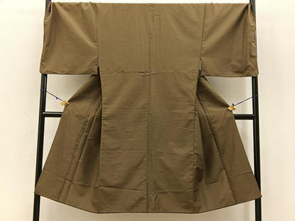 平和屋着物●男性　色無地　油色　キングサイズ　洗える着物　BAAW0896hj