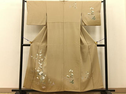 平和屋着物●訪問着 友禅 群鶴牡丹梅文 暈し染め 正絹 逸品 BAAW0900hj