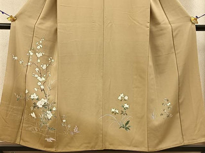 平和屋着物●訪問着 友禅 群鶴牡丹梅文 暈し染め 正絹 逸品 BAAW0900hj