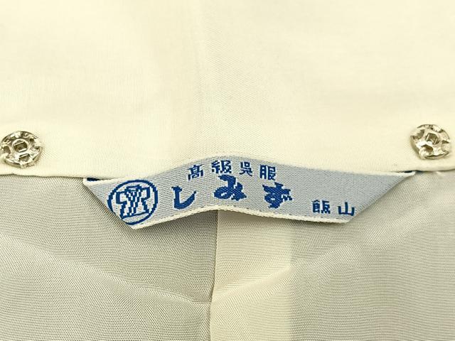 平和屋着物●上質な小紋 型染め 切嵌人物更紗花鳥文 鬼しぼ縮緬 正絹 逸品 BAAW0906hj