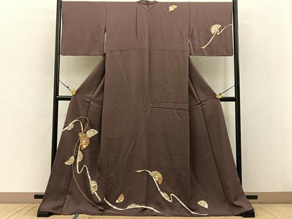 平和屋着物●訪問着 雪輪熨斗宝尽くし花文 金彩 ロング丈 正絹 逸品 BAAW0907hj