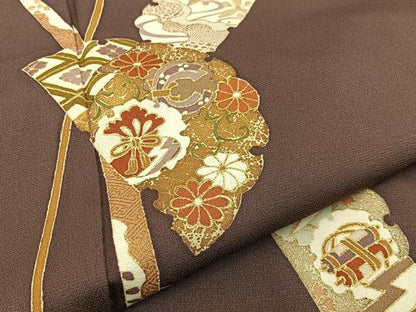 平和屋着物●訪問着 雪輪熨斗宝尽くし花文 金彩 ロング丈 正絹 逸品 BAAW0907hj