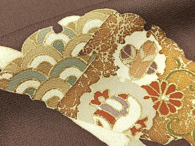平和屋着物●訪問着 雪輪熨斗宝尽くし花文 金彩 ロング丈 正絹 逸品 BAAW0907hj