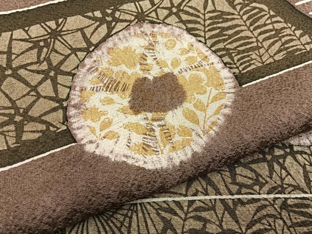 平和屋着物●訪問着 作家物 絞り 横段草花丸文 正絹 逸品 BAAW0910hj