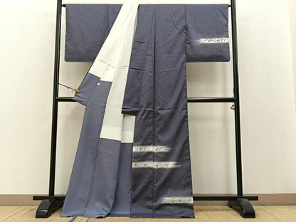 平和屋着物●訪問着　本場染大島紬　手描き　南天文　暈し染め　金彩　ロング丈　正絹　逸品　未使用　BAAW0911hj