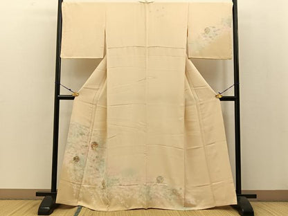 平和屋着物●訪問着 松竹梅 雪輪扇面花文 暈し染め 金彩 正絹 逸品 BAAW0912hj