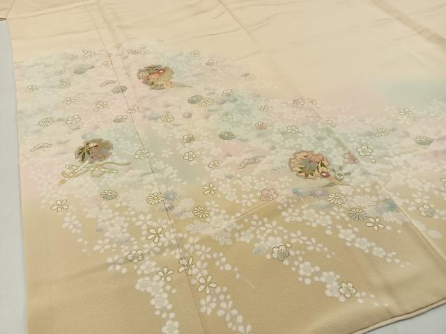 平和屋着物●訪問着 松竹梅 雪輪扇面花文 暈し染め 金彩 正絹 逸品 BAAW0912hj