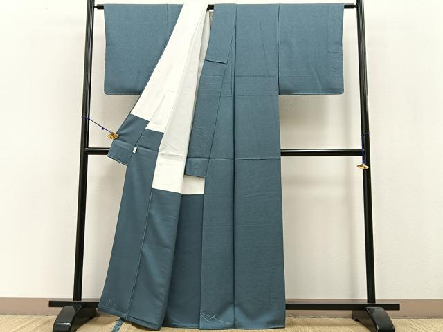 平和屋着物●上質な色無地 草花地紋 藍鼠色 正絹 逸品 未使用 BAAW0914hj