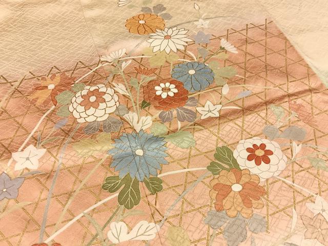 平和屋着物●訪問着　駒刺繍　菊　暈し染め　金彩　松坂屋扱い　正絹　逸品　BAAW0918hj