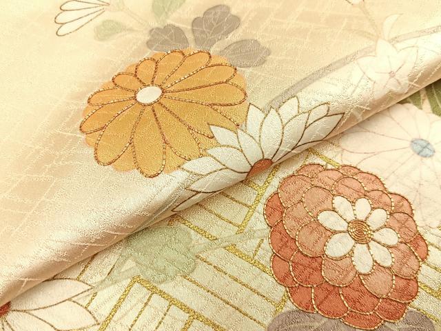 平和屋着物●訪問着　駒刺繍　菊　暈し染め　金彩　松坂屋扱い　正絹　逸品　BAAW0918hj