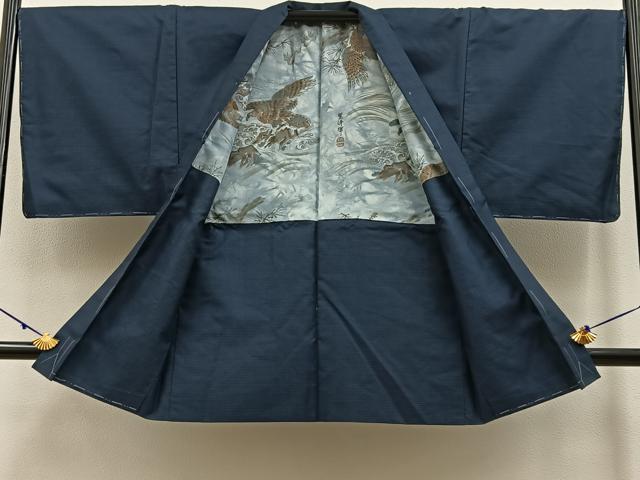 平和屋着物●男性 紬 アンサンブル 100亀甲 羽裏：鷹 正絹 逸品 未使用 BAAW0919hj