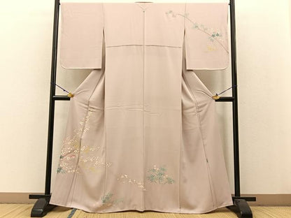 平和屋着物●本加賀友禅作家 根布外志郎 訪問着 枝梅楓文 正絹 逸品 BAAW0922hj