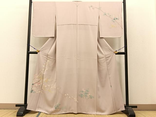 平和屋着物●本加賀友禅作家 根布外志郎 訪問着 枝梅楓文 正絹 逸品 BAAW0922hj