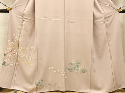平和屋着物●本加賀友禅作家 根布外志郎 訪問着 枝梅楓文 正絹 逸品 BAAW0922hj