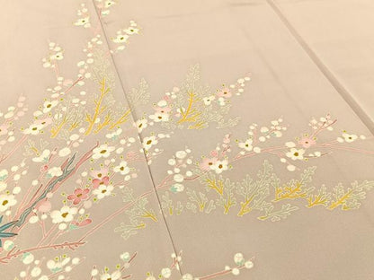 平和屋着物●本加賀友禅作家 根布外志郎 訪問着 枝梅楓文 正絹 逸品 BAAW0922hj