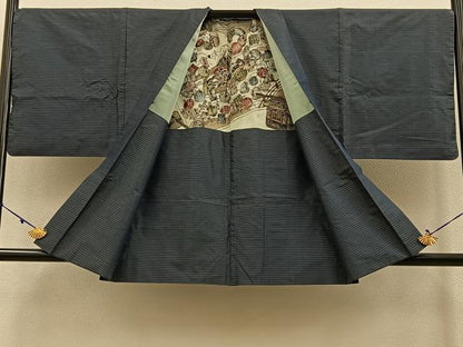 平和屋着物●男性　本場大島紬　アンサンブル　絣文様　正絹　逸品　BAAW0924hj