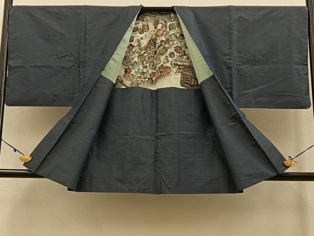 平和屋着物●男性　本場大島紬　アンサンブル　絣文様　正絹　逸品　BAAW0924hj