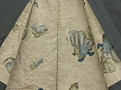 平和屋着物●男性　本場大島紬　アンサンブル　100亀甲　総詰め　キングサイズ　正絹　逸品　BAAW0925hj