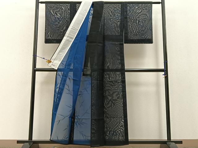 平和屋着物＊夏物 小紋 紗 笹 やまと誂製 洗える着物 未使用 BAAW0953hj