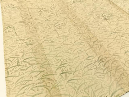 平和屋着物＊夏物 紗紬 草葉文 正絹 逸品 BAAW0955hj