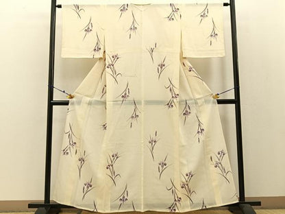 平和屋着物＊夏物 小紋 絽 杜若 正絹 逸品 BAAW0956hj
