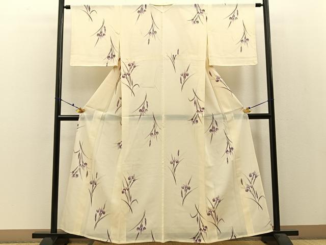 平和屋着物＊夏物 小紋 絽 杜若 正絹 逸品 BAAW0956hj