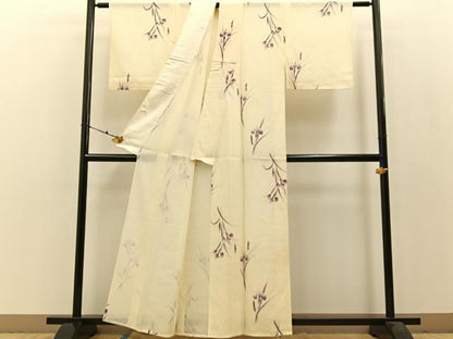 平和屋着物＊夏物 小紋 絽 杜若 正絹 逸品 BAAW0956hj