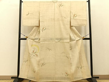 平和屋着物＊夏物 訪問着 生紬 手描き 稲穂 正絹 逸品 BAAW0957hj