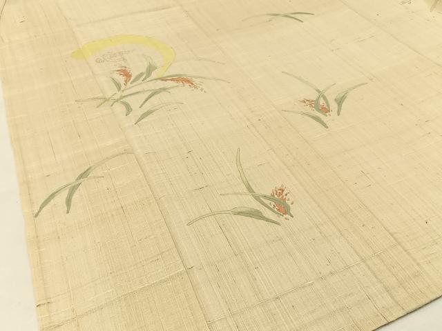 平和屋着物＊夏物 訪問着 生紬 手描き 稲穂 正絹 逸品 BAAW0957hj