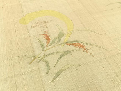 平和屋着物＊夏物 訪問着 生紬 手描き 稲穂 正絹 逸品 BAAW0957hj