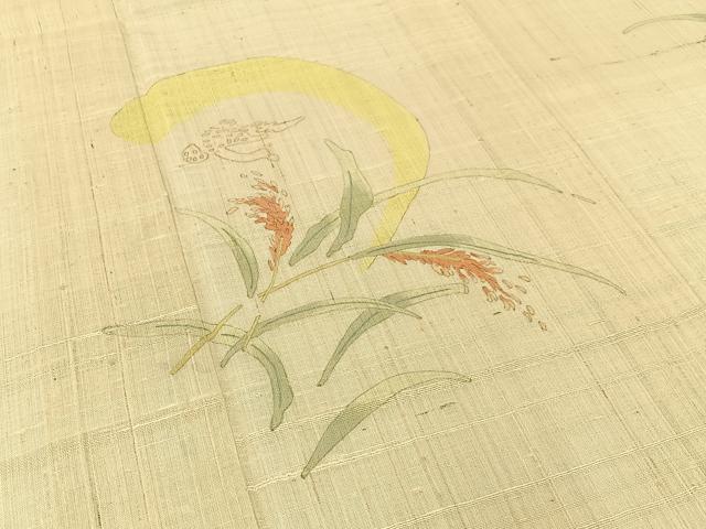 平和屋着物＊夏物 訪問着 生紬 手描き 稲穂 正絹 逸品 BAAW0957hj