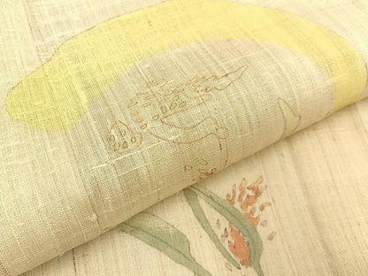 平和屋着物＊夏物 訪問着 生紬 手描き 稲穂 正絹 逸品 BAAW0957hj