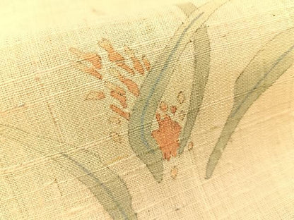 平和屋着物＊夏物 訪問着 生紬 手描き 稲穂 正絹 逸品 BAAW0957hj