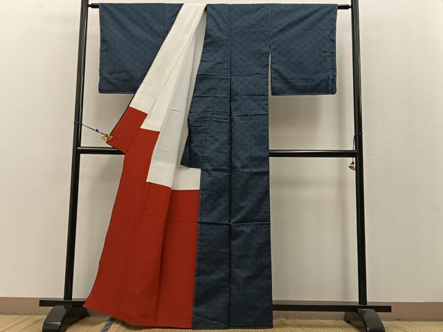 平和屋着物●本場大島紬　9マルキ　麻の葉文様　正絹　逸品　未使用　BAAW0963hj