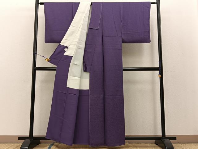 平和屋着物●上質な色無地　南天地紋　菫色　ますいわ屋扱い　正絹　逸品　未使用　BAAW0964hj