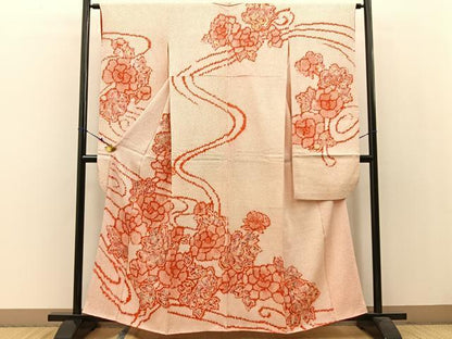 平和屋着物●豪華振袖　総絞り　流水牡丹文　正絹　逸品　BAAW0966hj