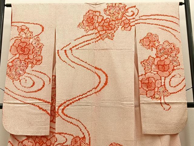 平和屋着物●豪華振袖　総絞り　流水牡丹文　正絹　逸品　BAAW0966hj