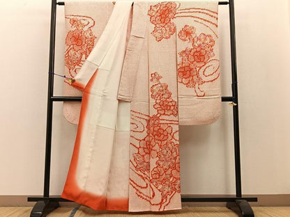 平和屋着物●豪華振袖　総絞り　流水牡丹文　正絹　逸品　BAAW0966hj